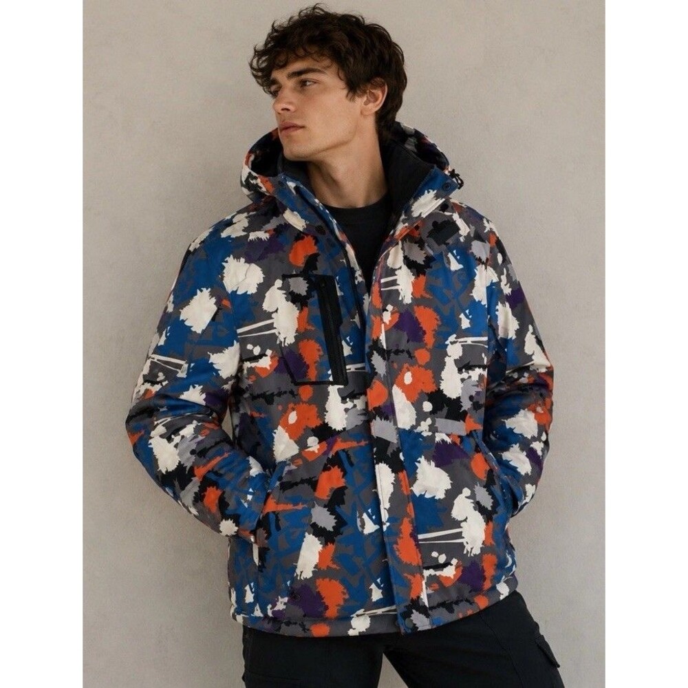 Wulful Men's Water Repellent Ski Snowboard Jacket Winter Snow Coat Medium Hoodie